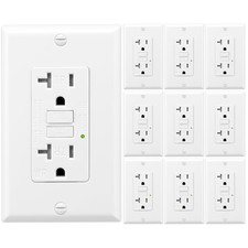 20AMP GFCI Outlet Receptacle Weather & Tamper Resistant, GFI TR WR, 10 Pack