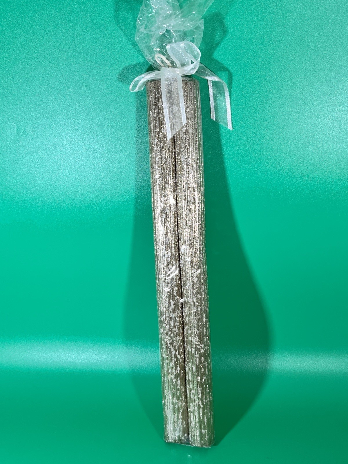 Set of TWO Taper Candles Rolled Beeswax Gold 