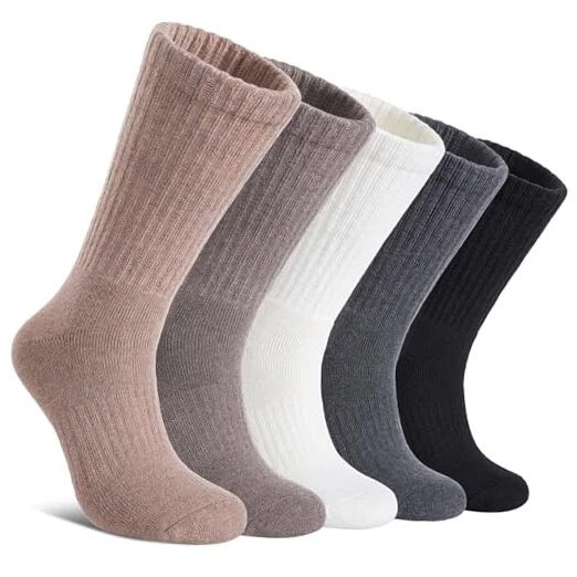 Merino Wool Hiking Socks for Women Medium Black/Dark Grey/White/ Khaki/Coffee