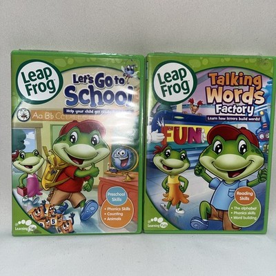 LEAP FROG DVD Lot Of 2  Let s Go To School  Talking Words Factory Educational