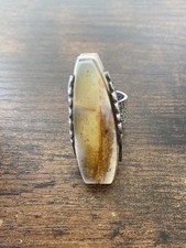 MUST SEE Beautiful Natural Baltic Amber Leaves Filigree Sterling Silver 925 Ring