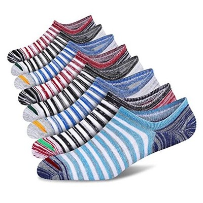 Mens No Show Cotton Socks 8 Pack Low Cut Casual One Size Multicolor 6-8pairs