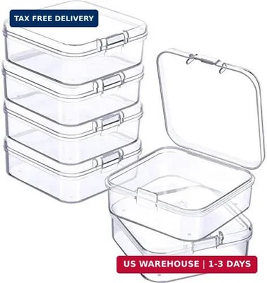 Jetec 6 Pieces Mini Plastic Clear Beads Storage Containers Box for Collecting Sm