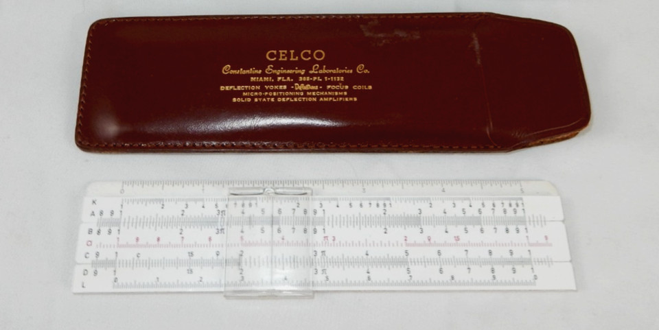 A charming 6" Danish-made Celco slide rule in its original box with instructions — compact, complete, and a delightful pre-calculator artifact.