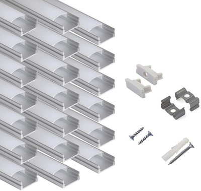 20-Pack 6.6Ft/ 2Meter U Shape LED Aluminum Channel System with Milky Cover, End 