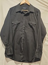 Panhandle Slim Shirt Mens 16.5 X 34 Black Striped Western Pearl Snap Metallic