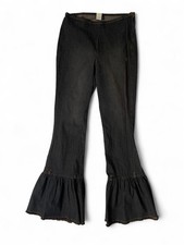 Vintage Y2K Two G Black Ruffle Hem Flare Pants Made in USA Size Small