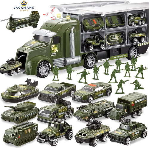 JOYIN 25 in 1 Military Truck Army Vehicle Toy Set with Soldiers, Mini...