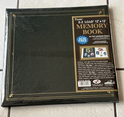 Pioneer EZ Load 12x12 Memory Book Photo Album Green Gold Top Loading Pages New