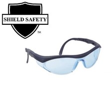 Shield Safety Anti Scratch Black Trim Safety Glasses With Blue Lense 12 Pieces