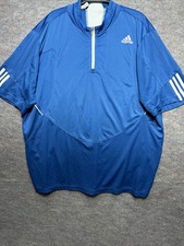 Adidas Mens Size XL? Blue Quarter Zip Short Sleeve Golf Athletic Climacool Shirt
