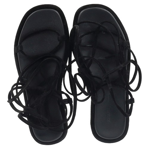 Khaite Alba Strappy Chunky Flat Sandals In Suede Women Black Size 37 - Picture 3 of 12