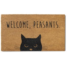 Welcome Peasants Cat Doormat 30x17 Inch, Funny Black Cat Door Mat for Covered...