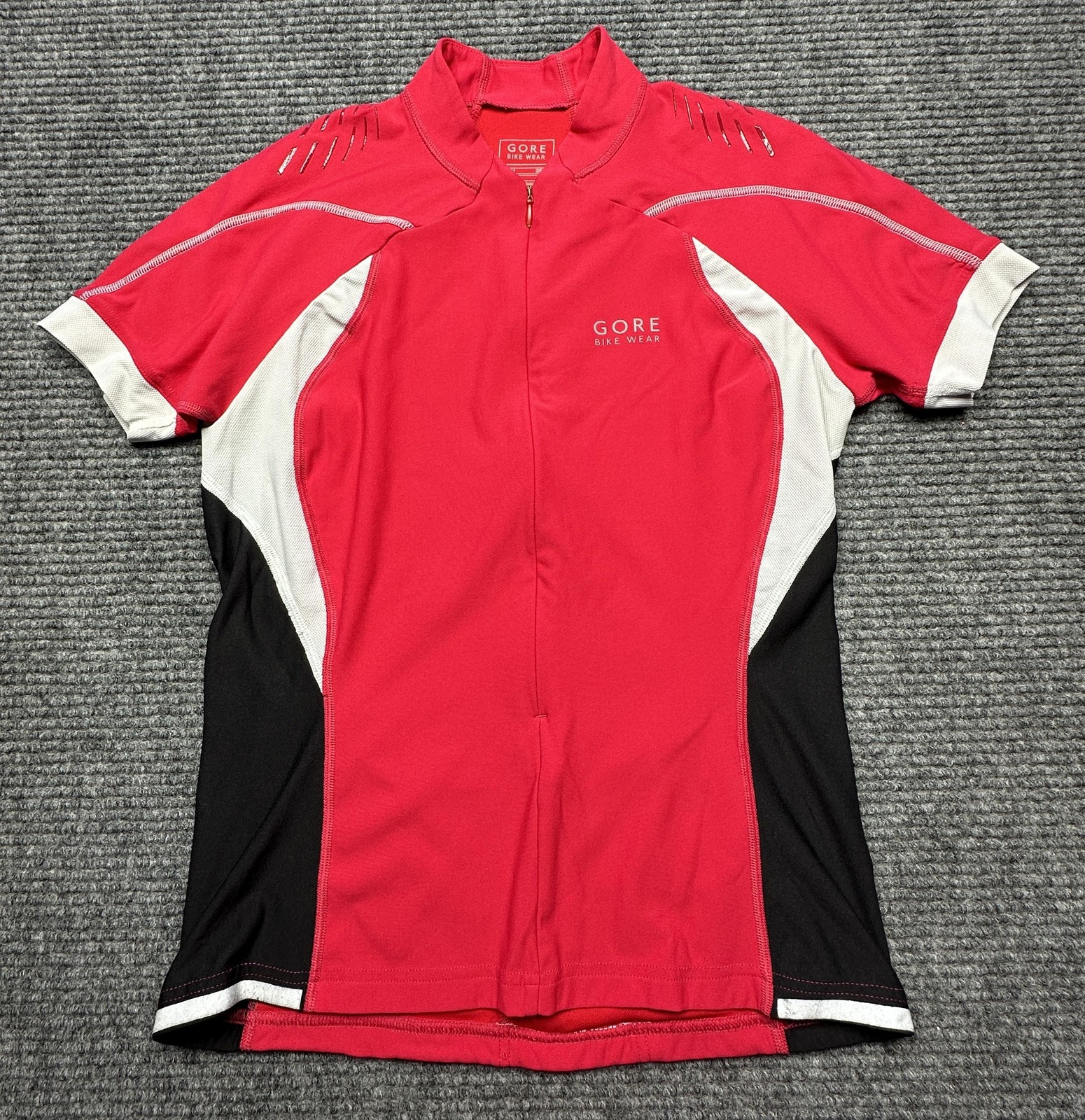 Gore Bike Wear Cycling Jersey Womens Small Red Black Short Sleeve Zip Pockets
