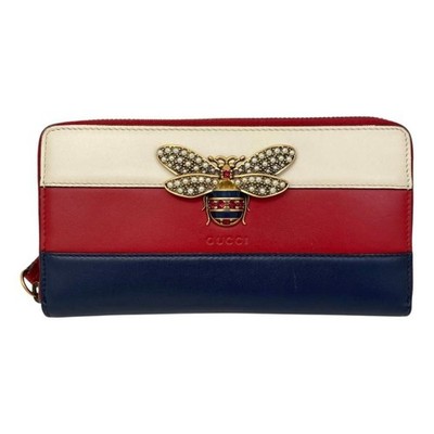 Gucci  Queen Margaret Long wallet Leather Bee Red White Blue Gently used