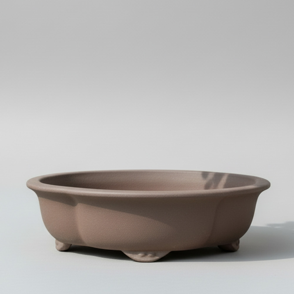 20cm Unglazed Bonsai Pot | Floral | 20cm x 17cm x 6cm | Brown