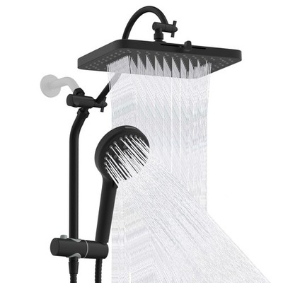 Hibbent 13 Inch Shower Head Combo Rainfall Handheld Matte Black