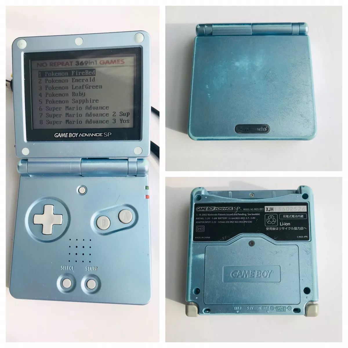 GameBoy Advance Nintendo GBA SP Japan Console Handheld AGS001 PEARL BLUE.