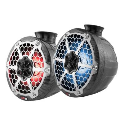 DS18 CF-PS8 750 Watts Max Power 8'' RGB LED Mini Carbon Fiber Marine Speaker Pods