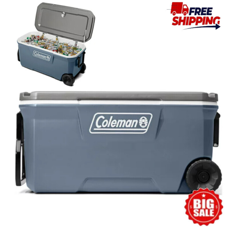 2023 Outdoor Sports Drink Cooler 100QT Hard Chest Wheeled Cooler, Lakeside Blue