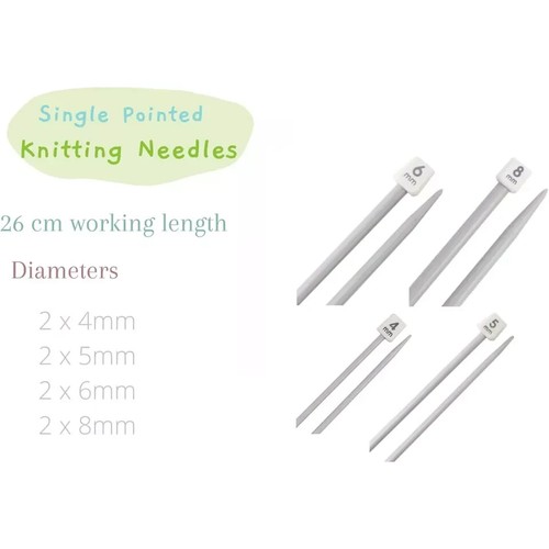 4 PAIRS KNITTING NEEDLES SINGLE POINT 25cm- 4mm: 5mm: 6mm: 8mm: PLASTIC HOBBY UK - Picture 4 of 8