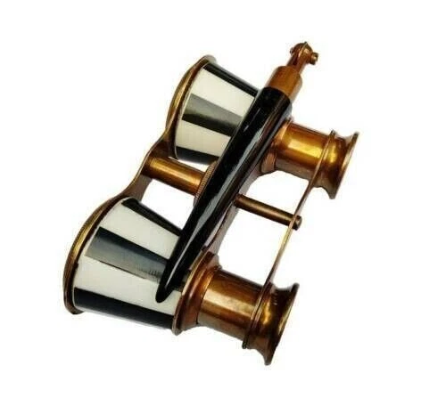 Antique Vintage Opera Glasses Binoculars White Mother of Pearl & Handle Brass - Image 3 of 4
