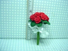 Miniature Bridal Bouquet Red Roses #E2901 Bright Delights 1/12th