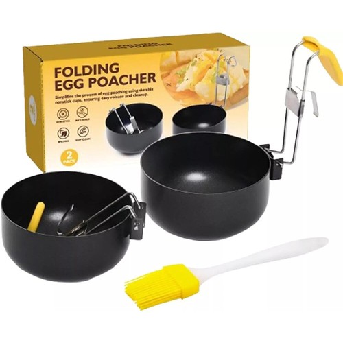 Egg Poacher Pan Foldable Ear Hanging Non-stick Egg Cooker Stainless Steel - Picture 3 of 13
