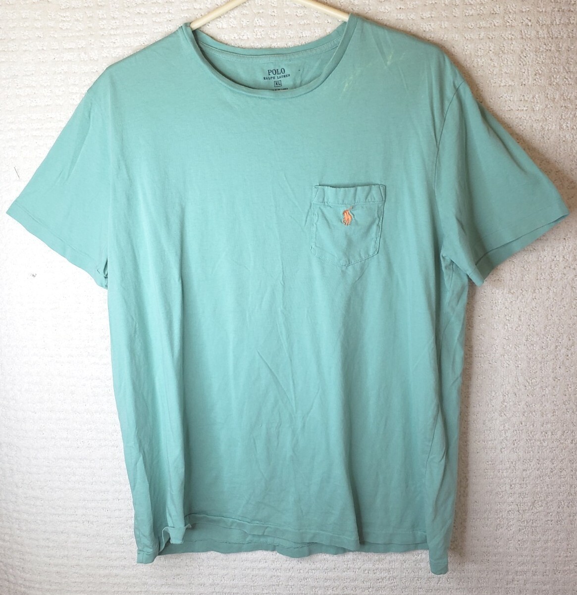 Rara maglietta Polo Ralph Lauren Pony cotone verde acqua uomo XL