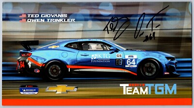 Ted Giovanis & Owen Trinkler Dual Signed  6x11 Inch Hero Card -Sports Car Racing