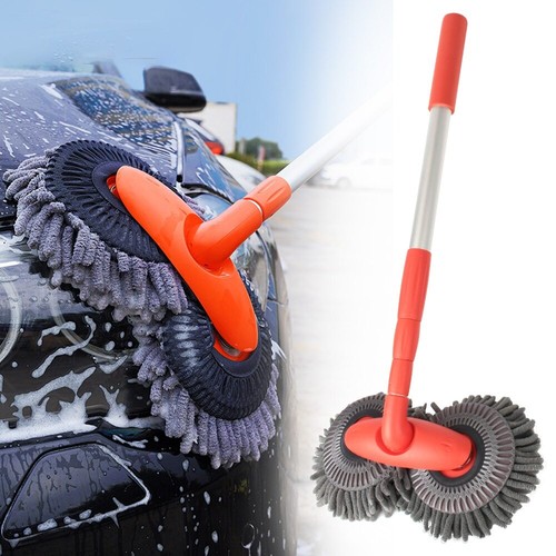 Rotating Double Brush Head Car Wash Mop ThreeSection Telescopic Mop