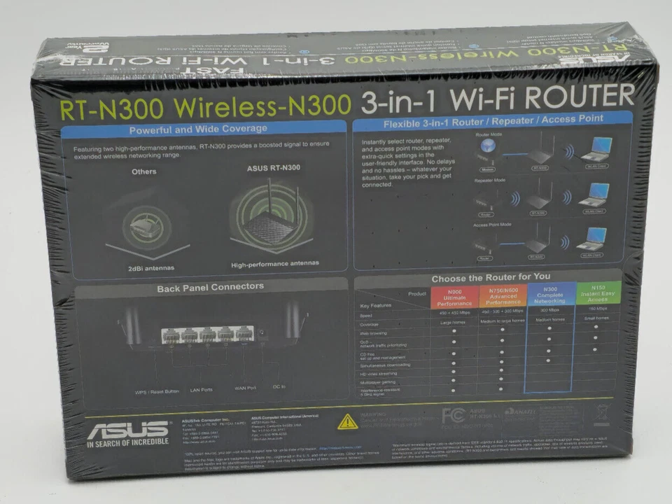 ASUS RT-N300 Wireless-N300 3-in-1 WiFi Router BRAND NEW SEALED. - Image 2 of 2