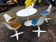 Iconic 1960s Arkana Tulip 4 Dining Chairs And Round White Table By Maurice Burke