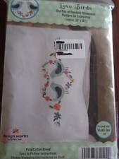 DESIGN WORKS STAMPED PILLOWCASES FOR EMBROIDERY LOVE BIRDS FLOWERS