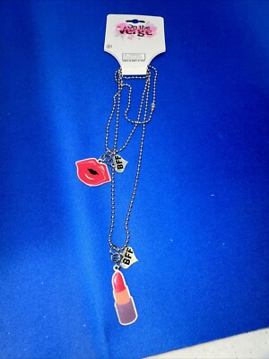 On The Verge Necklace BFF Lips Lipstick Heart