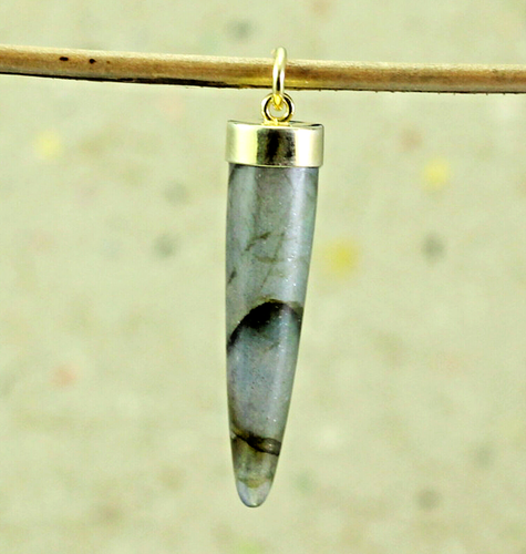 Labradorite Gemstone 925 Silver Gold Plated Pendant Gifts For Mum KP1026 - Picture 2 of 3