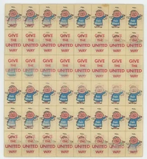 Give the United Way 1960s  Vari-Vue SHEET of 56 Lenticular Motion Flickers
