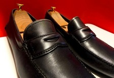 $849.00 !! PRADA LUXURY MEN'S RUSTY BLACK LEATHER LOAFERS SHOES MARKED SIZE 9.5