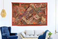 Wall Décor Tapestry Vintage Embroidered Ethnic Beaded Hand work Wall Hanging