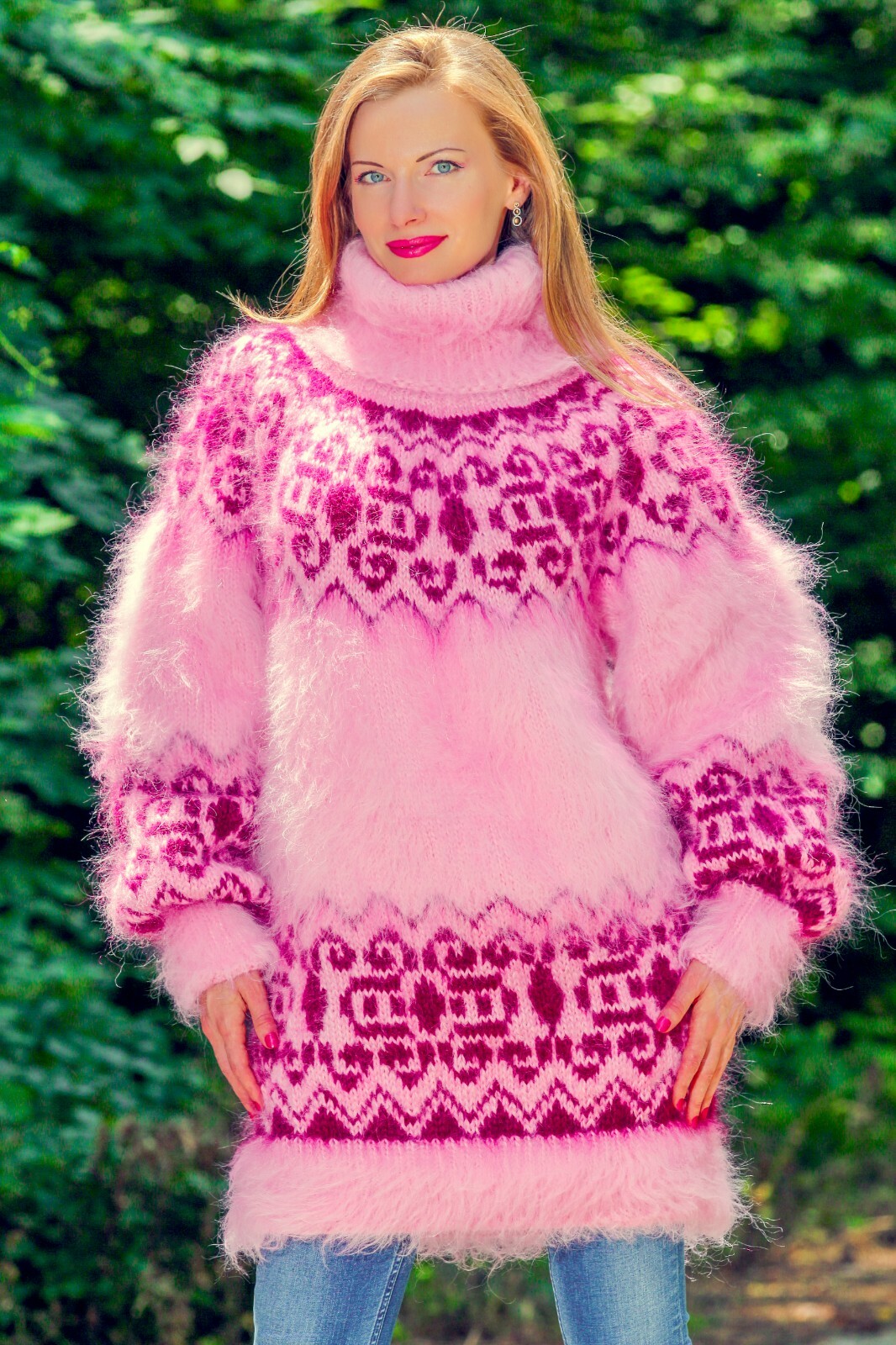Pink long mohair sweater Icelandic fuzzy Nordic designer thick jumper SUPERTANYA image 2