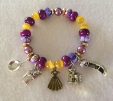 7.5  Rapunzel/Tangled Disney Princess Beaded Stretch Charm Bracelet-5 Charms