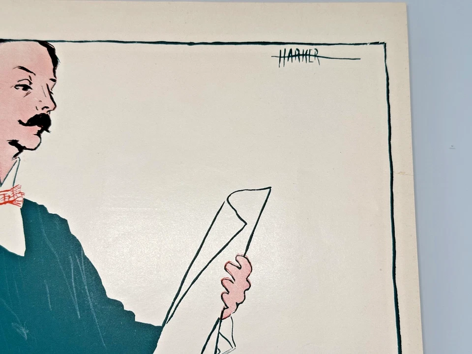 TINTAS DE IMPRESIÓN VINTAGE DE AULT & WIBORG ANUNCIO - HOMBRE EN TRAJE VERDE, CORBATA ROJA FP78 Foto 4 de 4