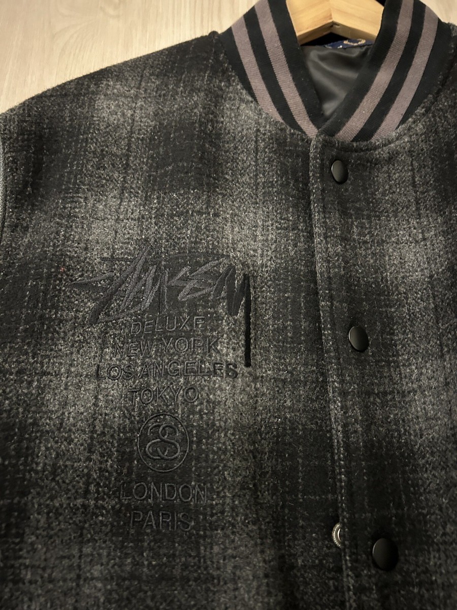 Stussy Fred Perry Varsity Bomber Leather Wool Jacket Mens