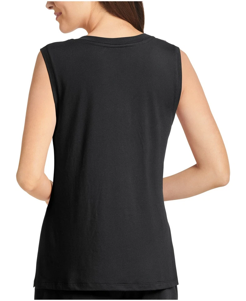 Novo com etiquetas! Regata Henley feminina Jockey tamanho XL microfibra elástica retrô sem mangas - Imagem 2 de 4