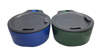 Lot of 2 Humangear 16 oz cup Mugs Convertible Nesting System 1 Blue 1 Green EUC