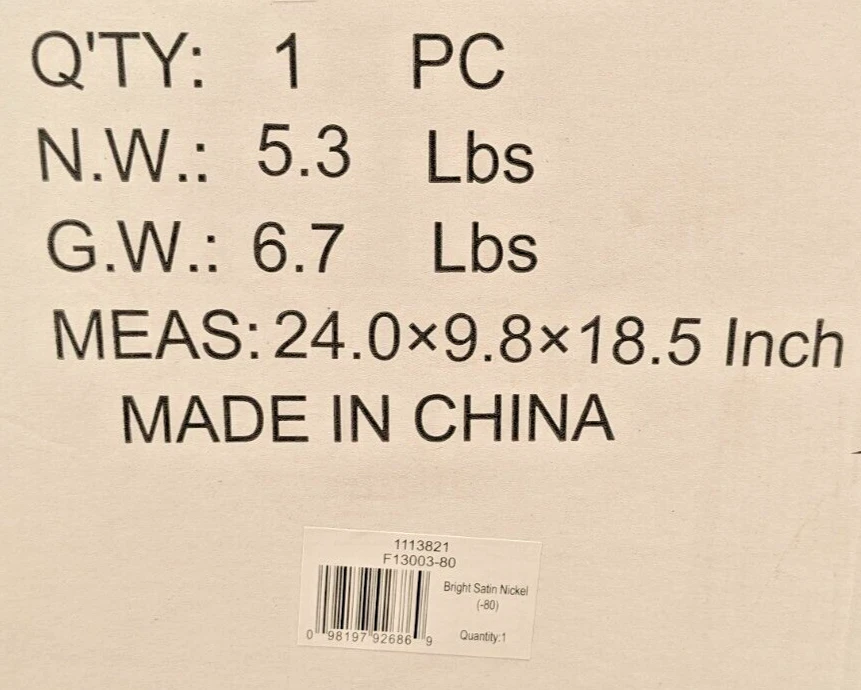 SUNSET LIGHTING 24" 3-LIGHT VANITY FIXTURE IN BRIGHT SATIN NICKEL F13003-80 60W - Image 3 of 3