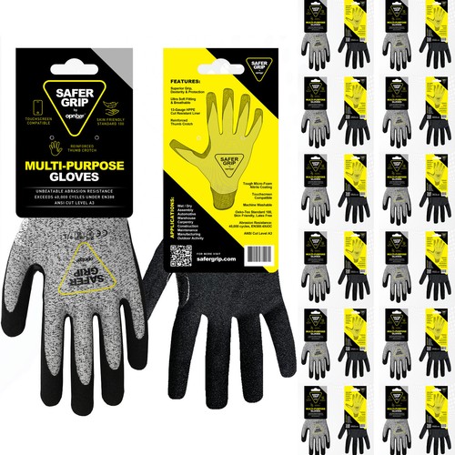 Firm Grip Handschuhe A3 Schnittfest mit Touchscreen (12er Pack) - SaferGrip by OPNBar - Bild 1 von 9