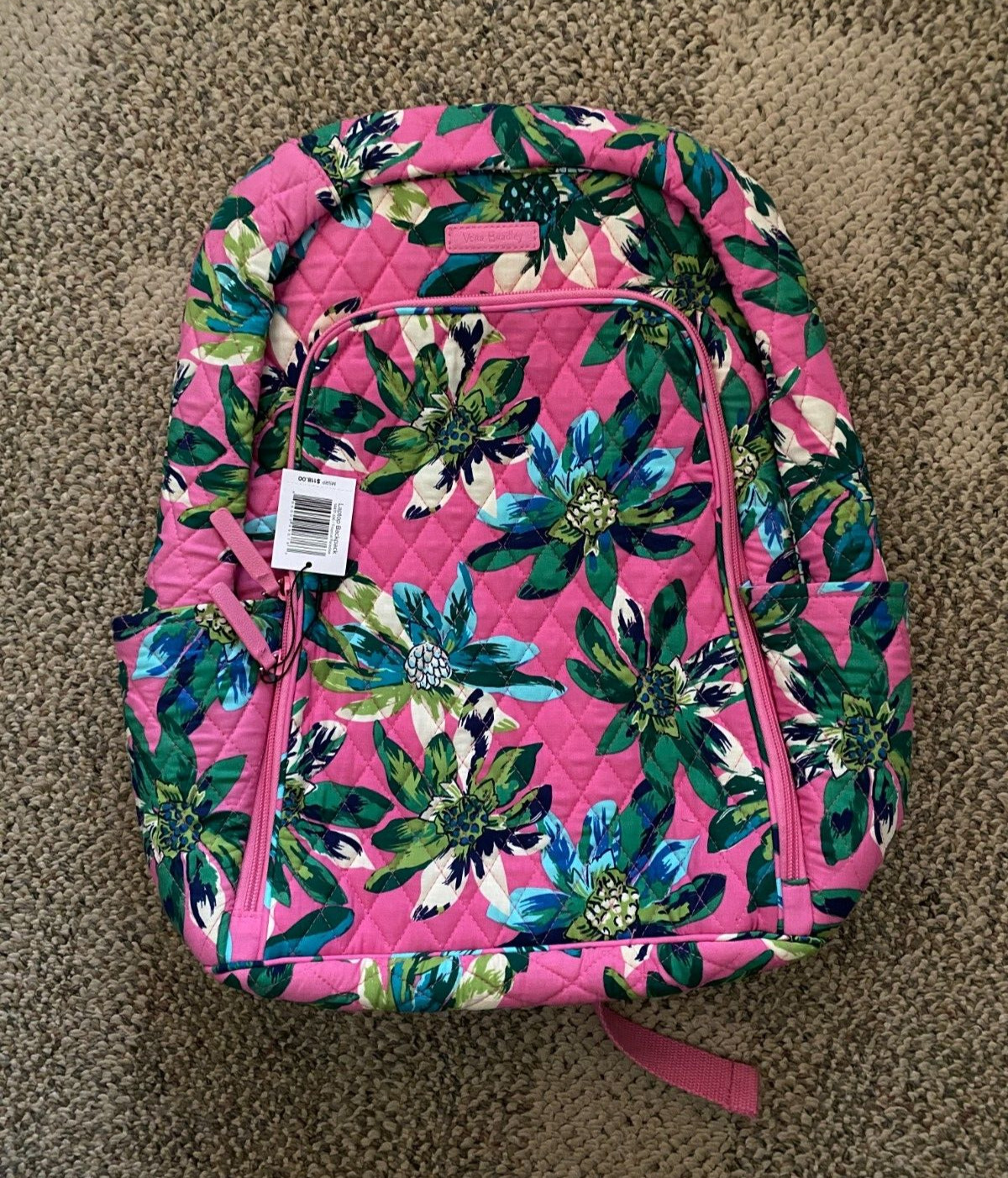 Vera Bradley Laptop Backpack School Bag Back Pack Pink Tropi