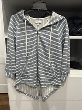Lucky Brand Hoodie Sweatshirt Womens Small NWT Runs Big Blue White Stripes