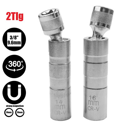 Zündkerzenschlüssel 14 16 mm magnetisch Zündkerzen Glühkerzen 3/8 Gelenk Einsatz